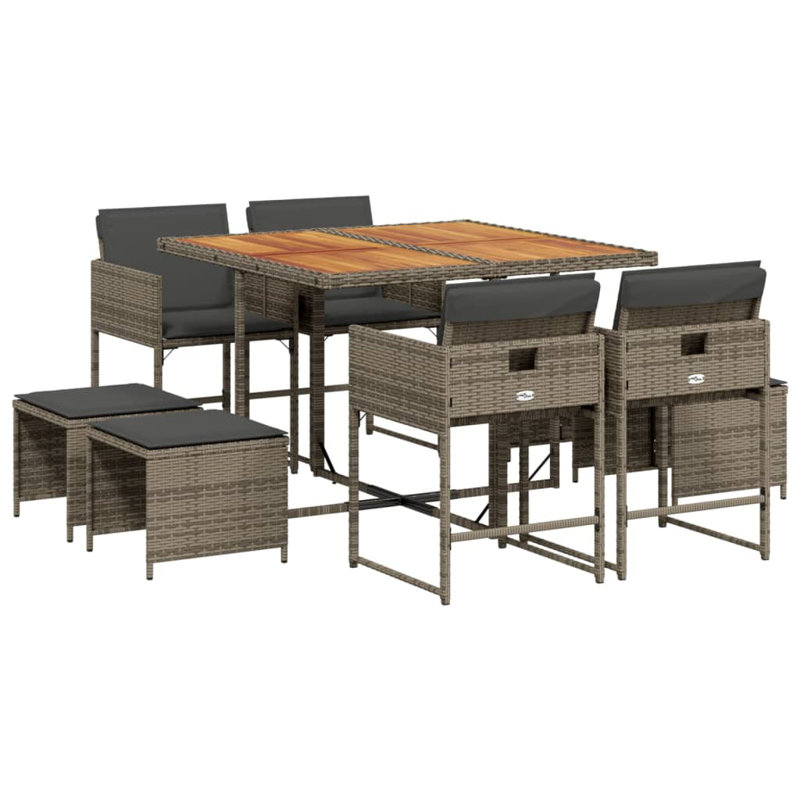  Garden Dining Set Grey And Brown, Gray, Dark Gray