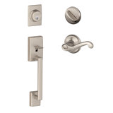 Century Handleset with Deadbolt and Flair Door Lever and Rosette