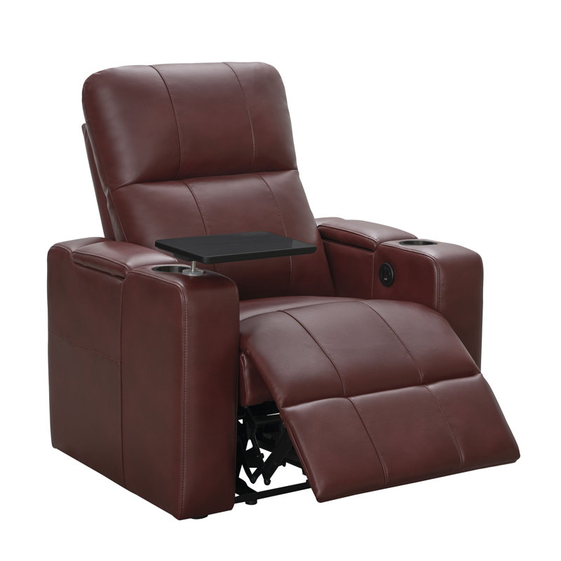 Vannatta Faux Leather Power Recliner, Ruby Red Faux Leather