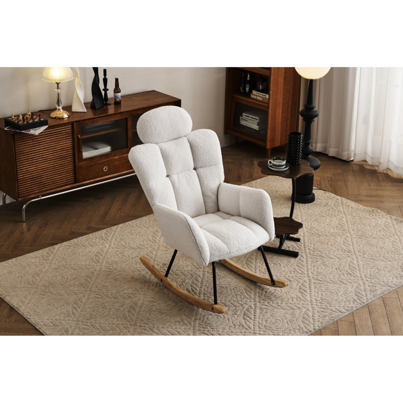 Chaise berçante Mid-Century, Ivoire ivoire