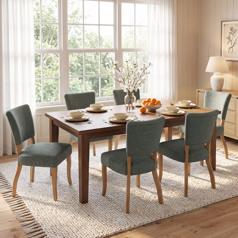 Chaise de salle à manger rembourrée de style milieu du siècle, chaise d'appoint avec coussin épais, pieds en bois massif