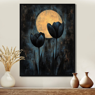 «Black Yellow Full Moon Tulips», reproduction sur toile