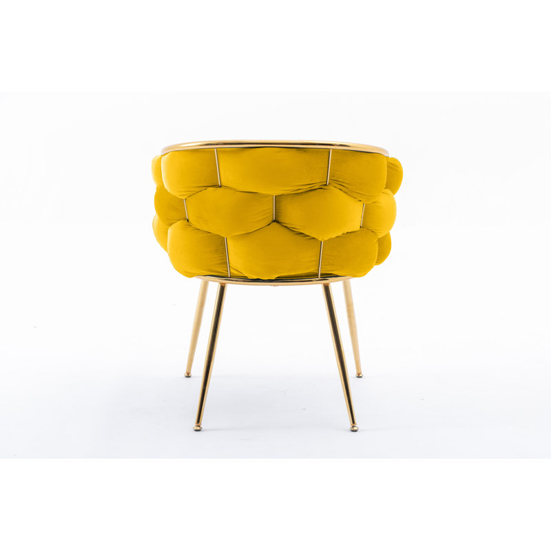 Hummera Upholstered Accent Chair, Yellow Velvet, 1