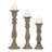 Mango Wood Decorative Brown Candle Holder Set