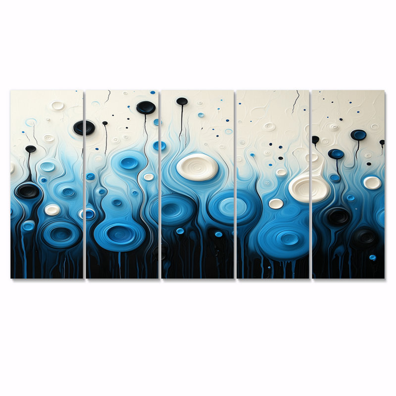 Goutte à goutte peinture rythmique éclaboussures de sérénité III, H 28 po x l 60 po, 5