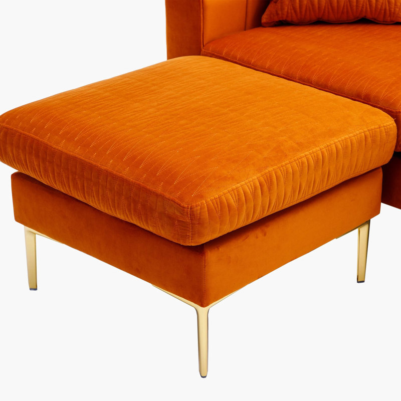 Lorrika 113.4'' Square Arm Sofa, Orange Velvet Incorrect