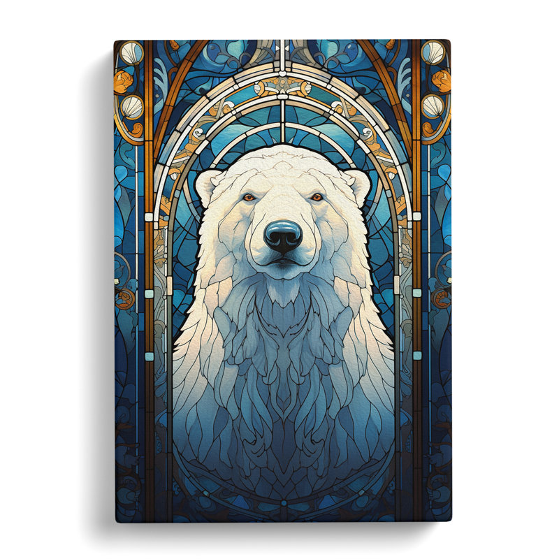 Polar Bear Nouveau - Wrapped Canvas, 60cm H x 40cm W x 3cm D