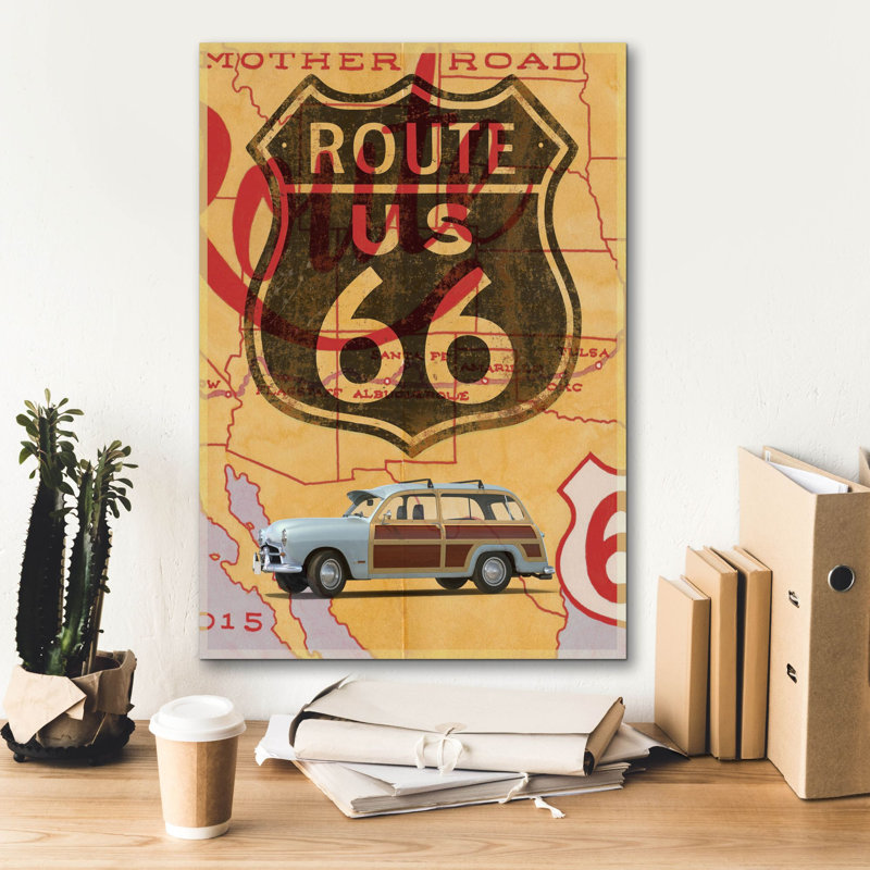 «Route 66 Vintage Post card» par Edward M. Fielding, estampe numérique sur toile, H 26 po x l 18 po x P 0,75 po