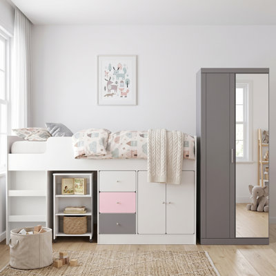 Liston Kids Midsleeper with Wardrobe Bedroom Set