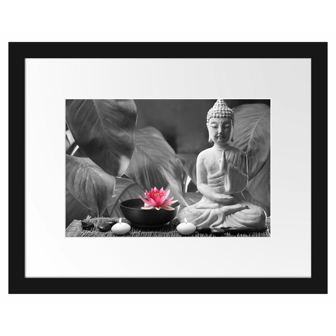 Gerahmtes Poster Buddha mit Seerose