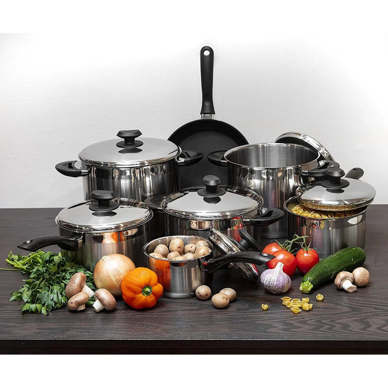 Bergner - Retro Cookware - Pots and Pans Set Nonstick -Induction Cookware  Suitable for all Stove Types - Dishwasher Safe - Covered Saute Pan - 11/4