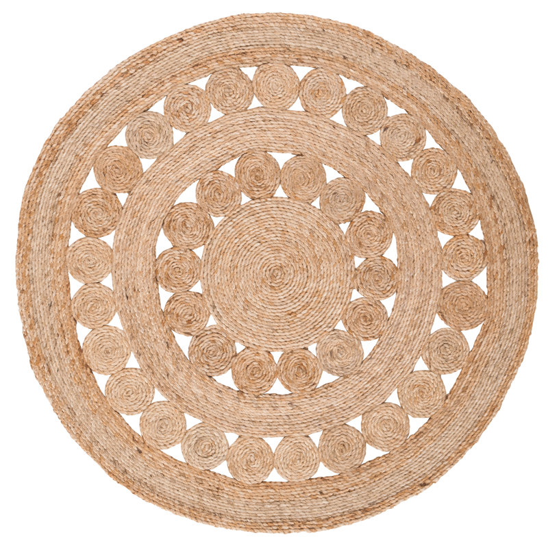 Sarita Natural Fiber Hand Woven Jute Solid Color Rug, Round 7'