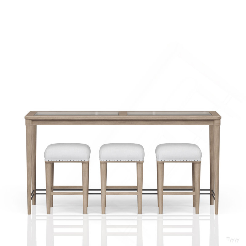 Console en verre givré avec 3 tabourets