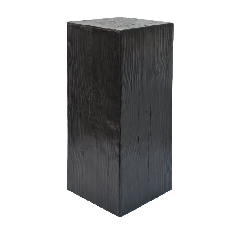 Densel Wood-Look MGO Pedestal Side Table, Black