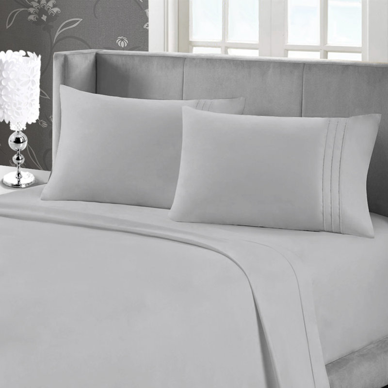 Sateen Sheet Set, Silver, Twin Sheet Set with Fitted Sheet and Pillowcase