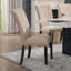 Ensemble de salle à manger luxueux à plateau en marbre 7 pièces avec chaises rembourrées en tissu beige en bois noir