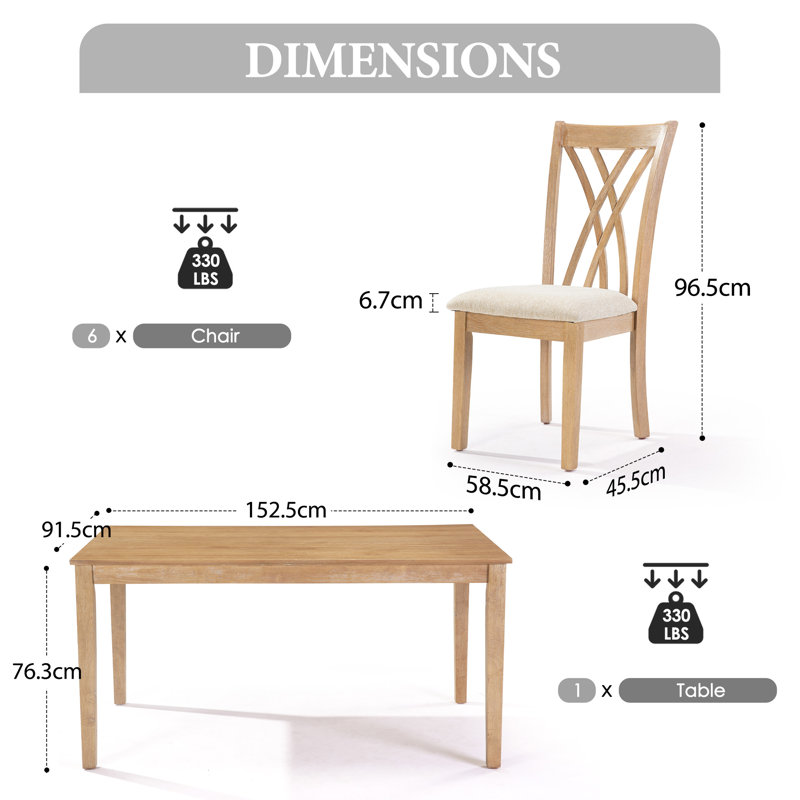 Kwabna 7-Piece Dining Table Set with Rubber Wood