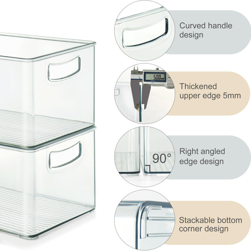 8 PACK Freezer Organizer Bins Clear Stackable Storage Bins