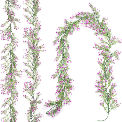 2 pièces de fleurs de vigne artificielles pour bébé 5,9 pi de fausses suspensions Gypsophila verdure guirlande vignes faux vrac guirlande de bébé pour fête de mariage toile de fond décoration murale