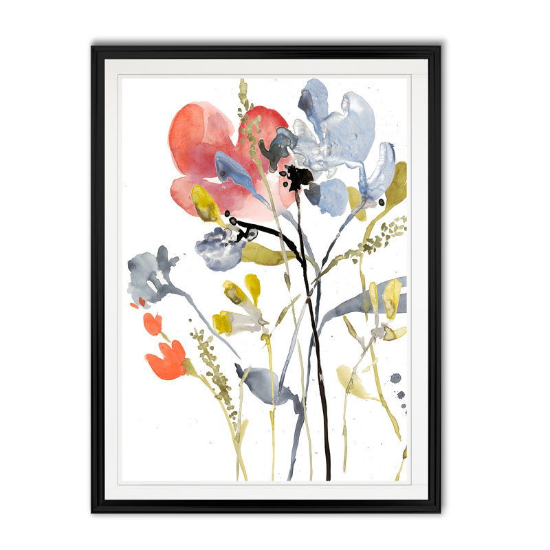 «Flower Overlay I», reproduction sur toile, H 30,5 po x l 42,5 po x P 1,5 po, Cadre noir