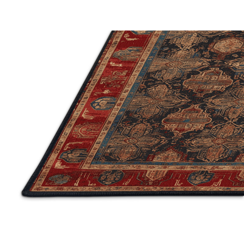 Machine Washable Art Deco Brown Area Rug, Runner 2' x 4'