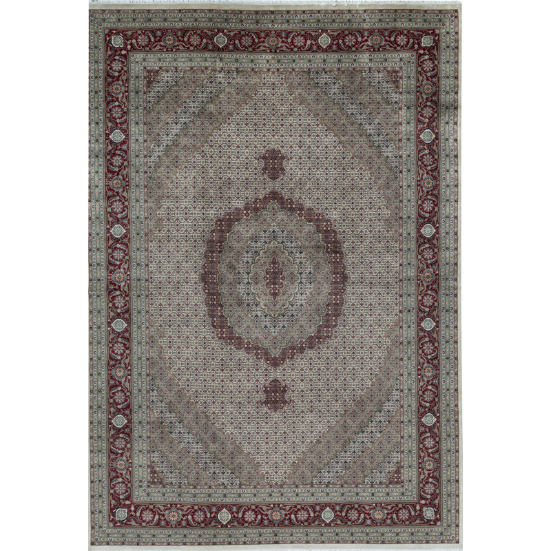 Hand-Knotted High-Quality Cream and Red Area Rug