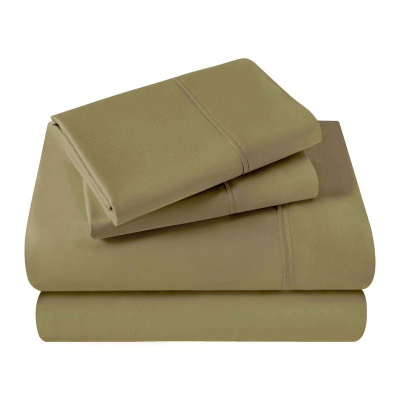 400 Thread Count Egyptian Cotton Blend Solid Deep Pocket Bed Sheet Set, California King Sheet Set, Sage
