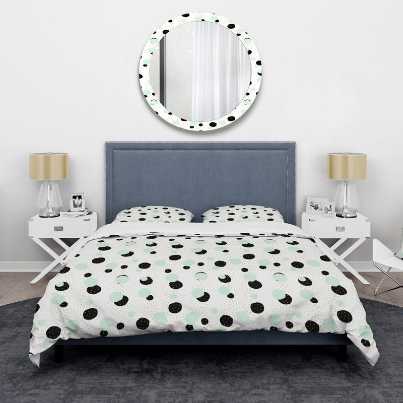 Raeley Circles - Ensemble de housse de couette moderne - Microfibre de polyester, Twin Duvet Cover + 2 Standard Shams