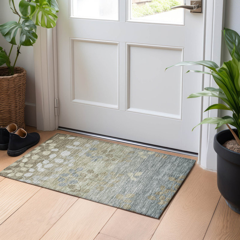 Tapis kaki Xhevrie intérieur / extérieur lavable à la machine, Rectangle 1 pi 8 po x 2 pi 6 po