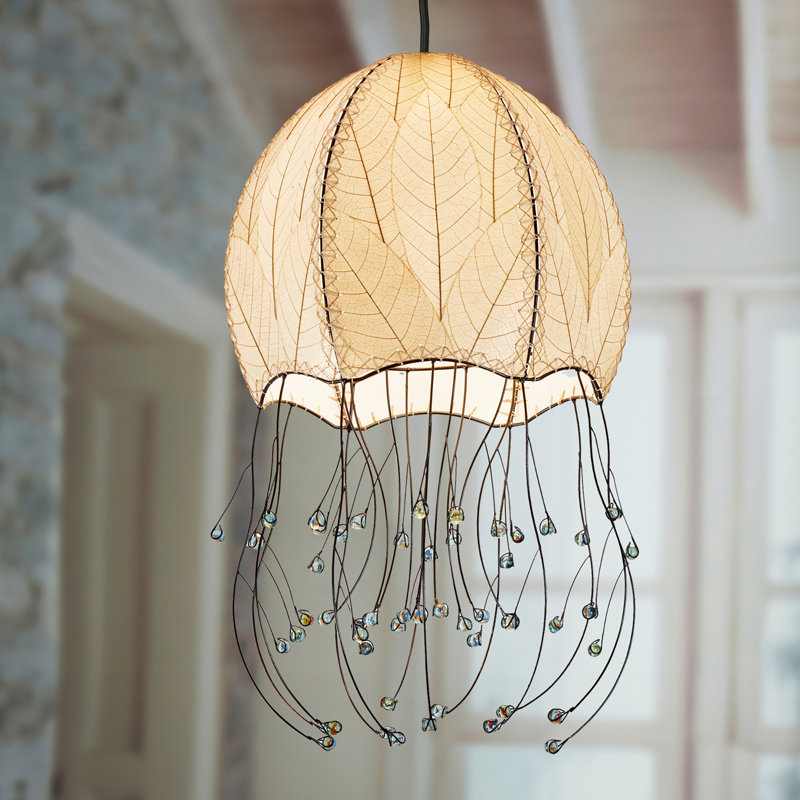 Luminaire suspendu géométrique à 1 lumière unique Quintan, Naturel