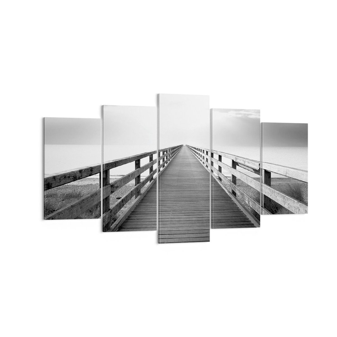 5-tlg. Leinwandbilder-Set Pier Perspective Black And White