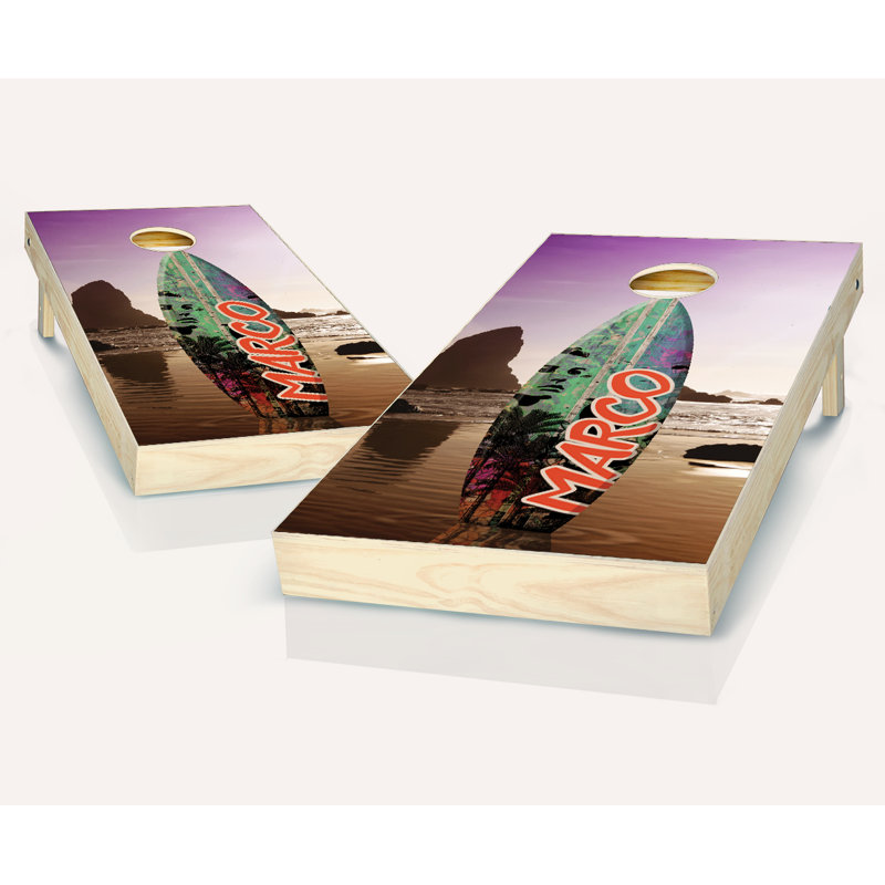 Ensemble de cornhole en bois massif avec planches de surf 2 'x 4', Rouge / noir