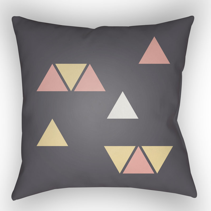 Geometric Outdoor Throw Pillow, 18" H x 18" W x 4" D, Gray