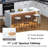 71" Large Imitation Marble Dining Table For 6-8 People(patent Pending), Island Table With Led Lights, Mordern Marble Stripes Kitchen Dining Table With Grille Design For Dining Room,living Room,white