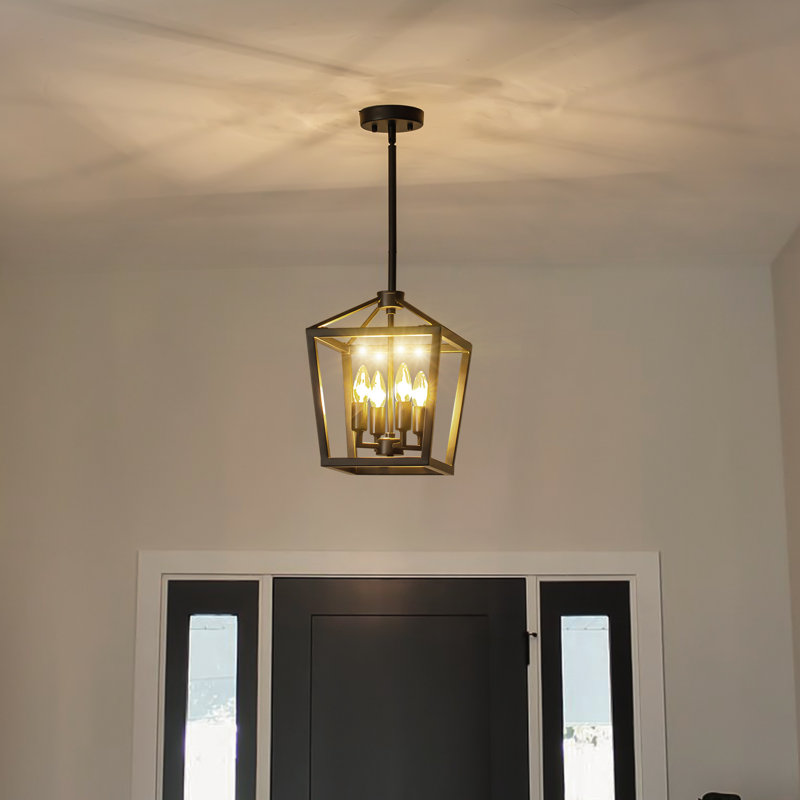 Luminaires suspendus lanterne 4 lumières Jaisyn, Noir