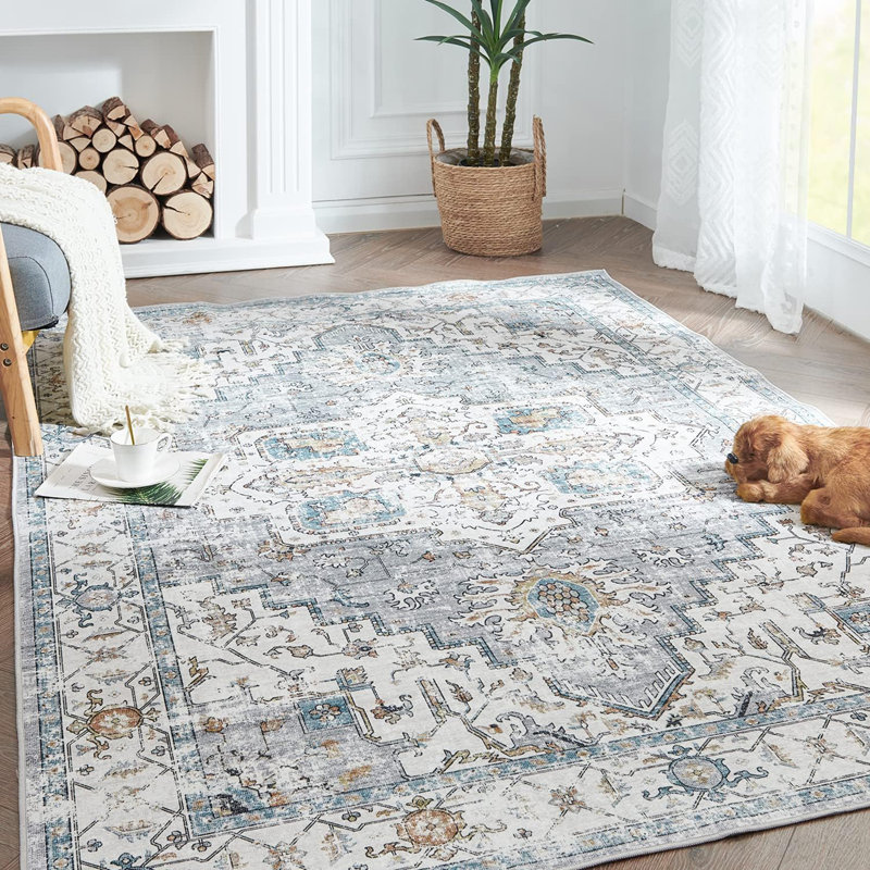 Tapis d'intérieur lavable Norajah Chenille Mashine, Rectangle 4 pi x 6 pi