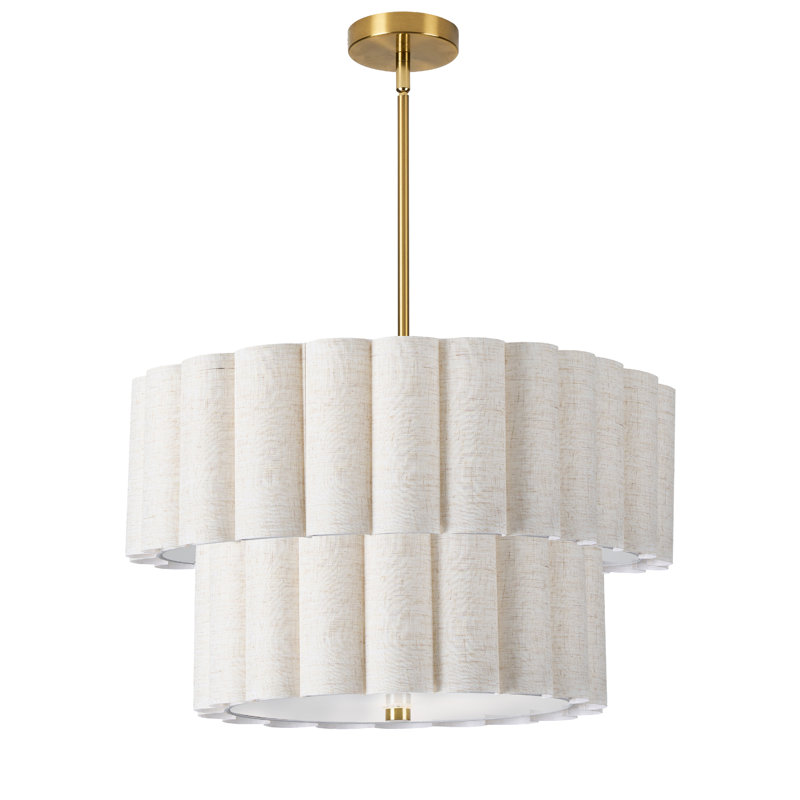 Kasten 4 Light Tiered Pendant, Flax, Aged Brass
