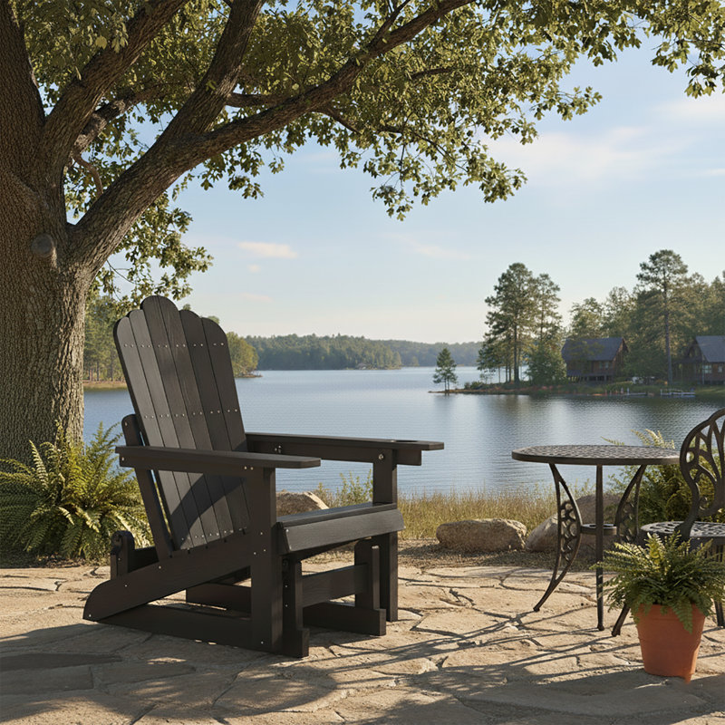 Chaise berçante d'extérieur en PEHD Adirondack, Noir galaxie, No