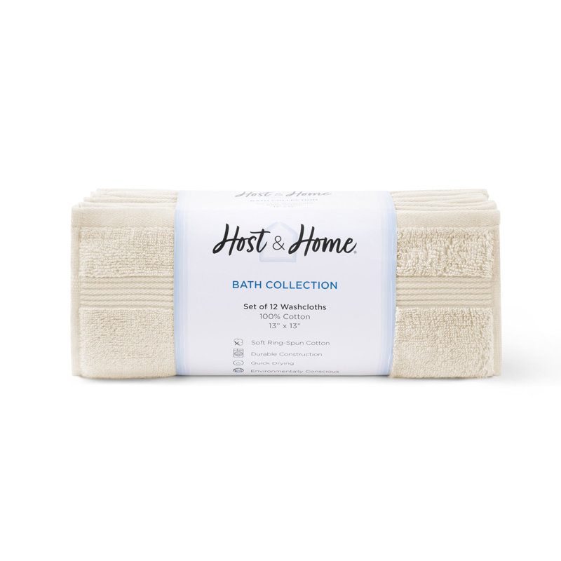 Ivory Cotton and Polyester Washcloth Set - 12 Pack