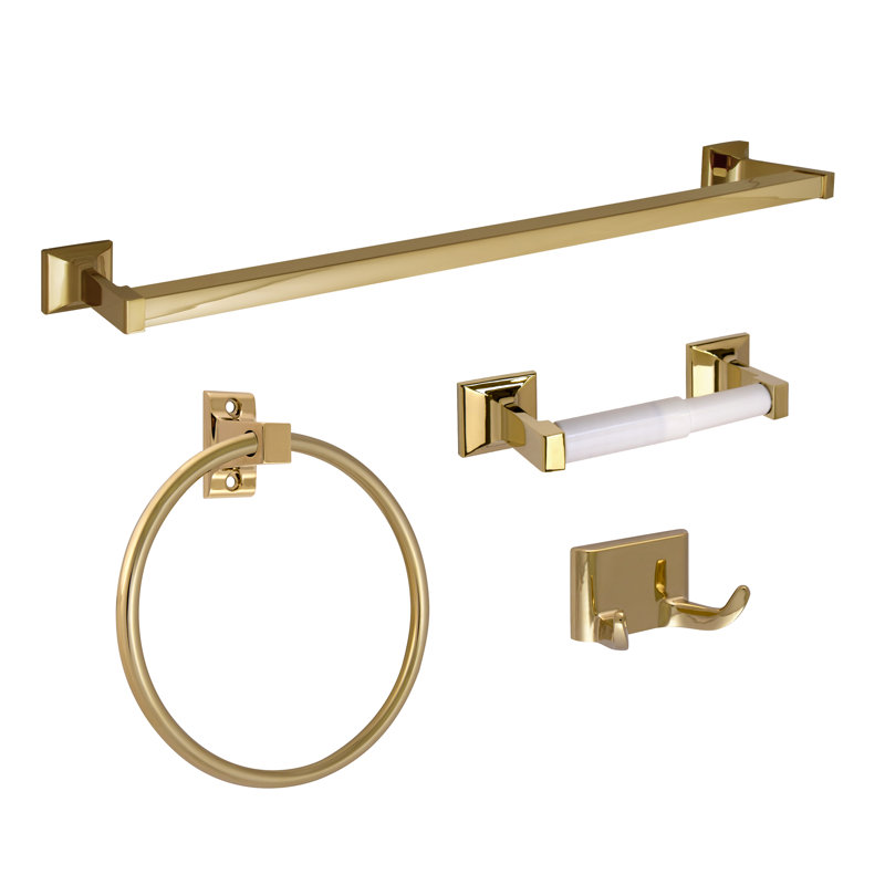 Ensemble de quincaillerie de salle de bain Lorinda, 4 pièces, Laiton poli