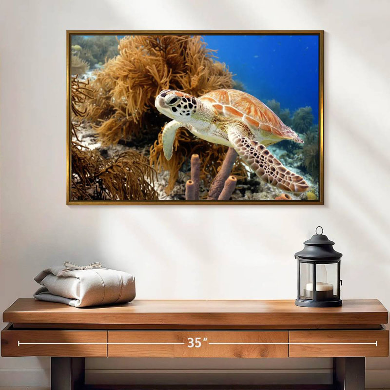 Turtle Reef, 25" X 17", Floating Frame Gold