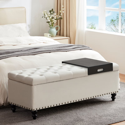 Ashtin Upholstered Flip Top Storage Bench with tray