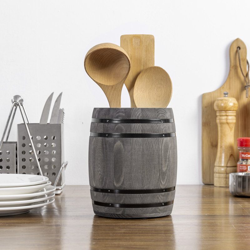 Wood Round Utensil Crock
