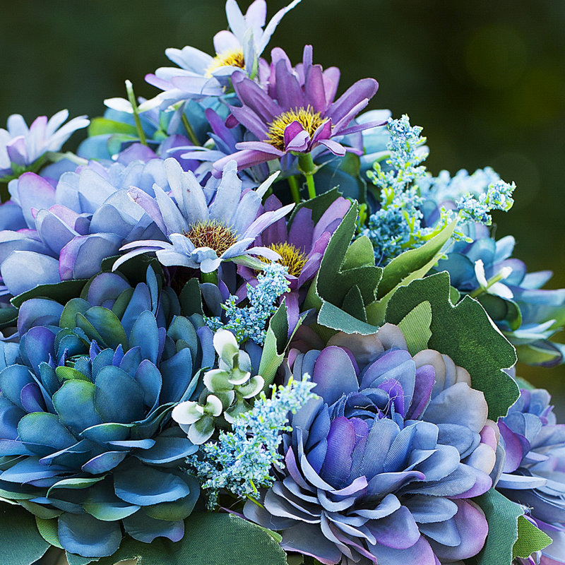 Arrangements floraux mixtes en pot, Bleu