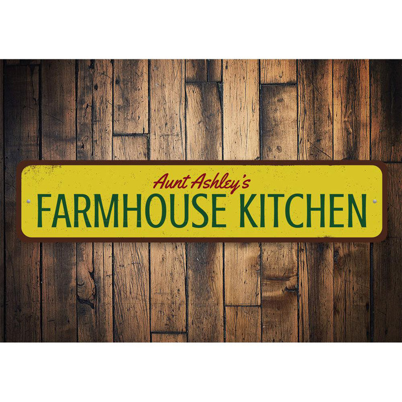 Plaque en aluminium Farmhouse Kitchen, H 4 po x l 18 po x P 0,04 po
