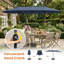 Ensemble de salle à manger rectangulaire pour 6 personnes avec chaises empilables en métal et parasol de marché de 13 pi-1937602212