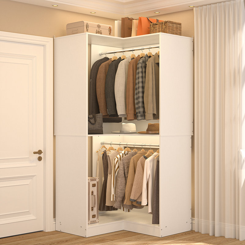 32'' W Corner Closet System with Hanging Rod, White