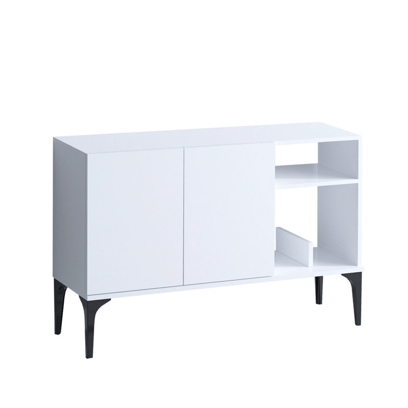 Modern White Console Table, 47.2 x 31.5 x 15.7 inches | 100% Melamine Coated Particle Board, Durable & Stylish | Perfect for Entryway or Living Room, Sleek Design with 9.8-inch Leg Height, Easy Assembly