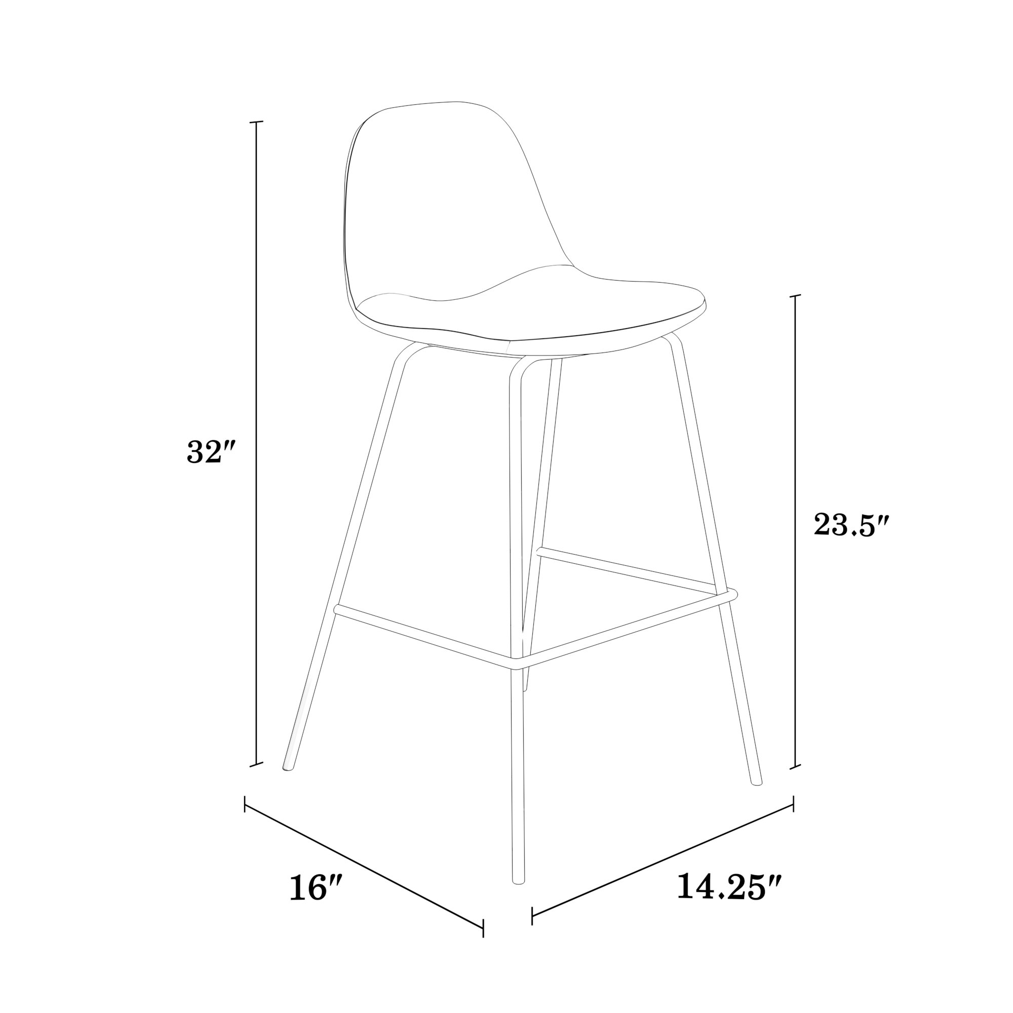 Kody Vegan Leather Bar & Counter Stool, Midnight Black Vegan Leather, Counter Stool (23.75" Seat Height)