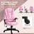 Pink 6 Point Vibrating Massage Office Chair, With Heat, Linen High Back Executive Office Chair, With Reclining Backrest, Padded Armrests And Remote-2036200053
